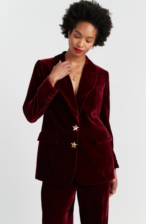 Chinti & Parker Viscose Velvet Jacket In Burgundy