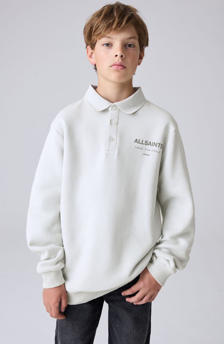 smALLSAINTS by ALLSAINTS Kids' Underground Logo Graphic Polo Sweatshirt, Alternate, color, Grey