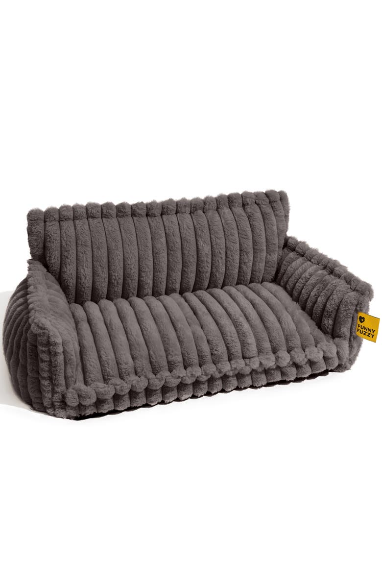 FunnyFuzzy Washable Fluffy Dog Sofa Bed, Main, color, Dark Grey