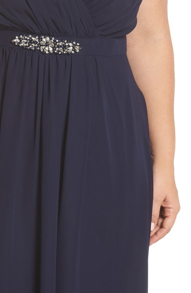 Eliza J Wrap Look High/Low Chiffon Dress, Alternate, color,