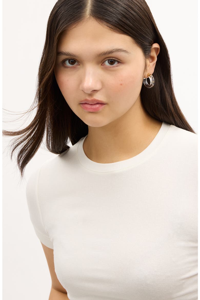 Signature C Resin Hoop Earrings, Alternate, color, CLEAR/ GOLD