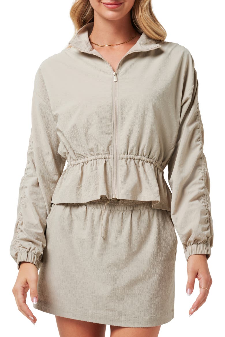 Timeless Breezeblend Peplum Jacket, Main, color, ISLAND FOSSIL