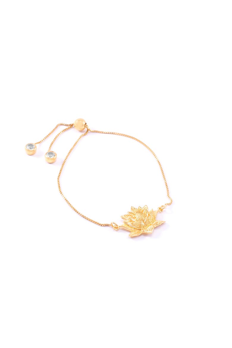 Awakened Lotus Adjustable Bracelet in 18k Gold, Main, color, Gold