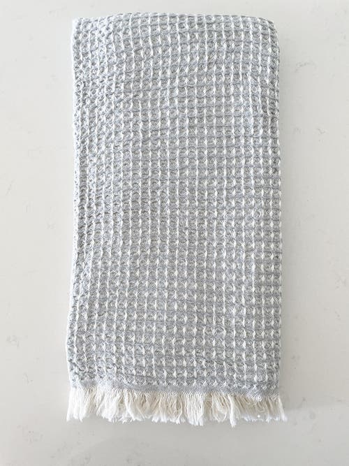 Anaya 2 Tone Turkish Cotton Waffle Bath Towel In Grey