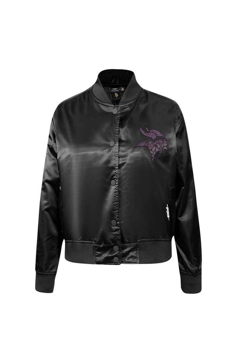 PRO STANDARD Women's Pro Standard Black Minnesota Vikings Jeweled Satin Full-Snap Jacket, Alternate, color, Black