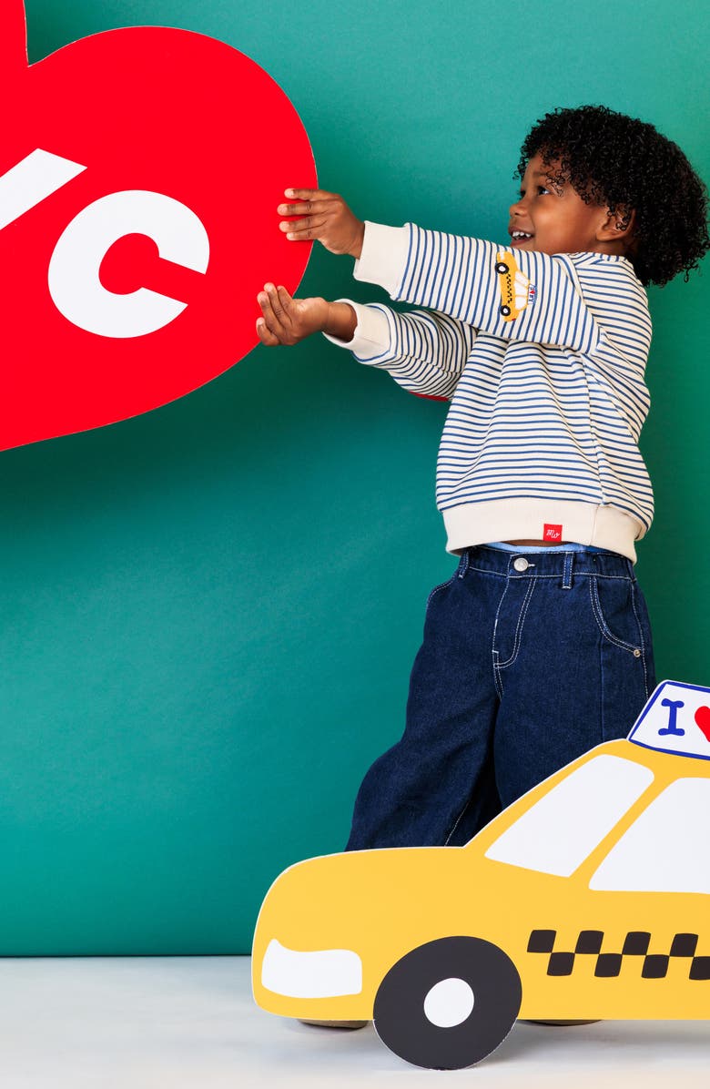 Alice & Wonder Kids' New York City Stripe Fleece Sweatshirt, Alternate, color, Natural/ Blue Stripes