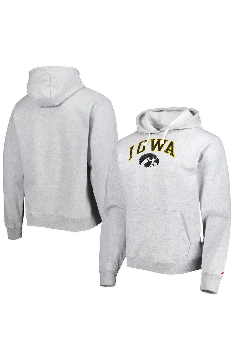 LEAGUE COLLEGIATE WEAR Men's League Collegiate Wear Gray Iowa Hawkeyes Arch Essential Pullover Hoodie, Main, color, 