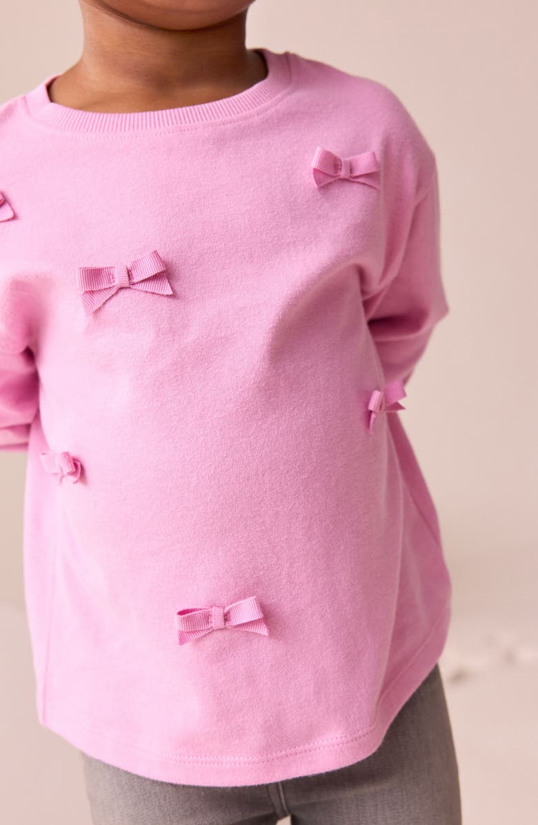 NEXT Kids' Bow Appliqué Cotton Sweatshirt, Alternate, color, Pink