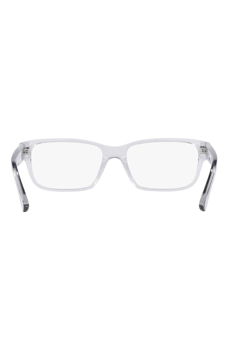 Prada 56mm Rectangular Optical Glasses, Alternate, color, Shiny Gunmet