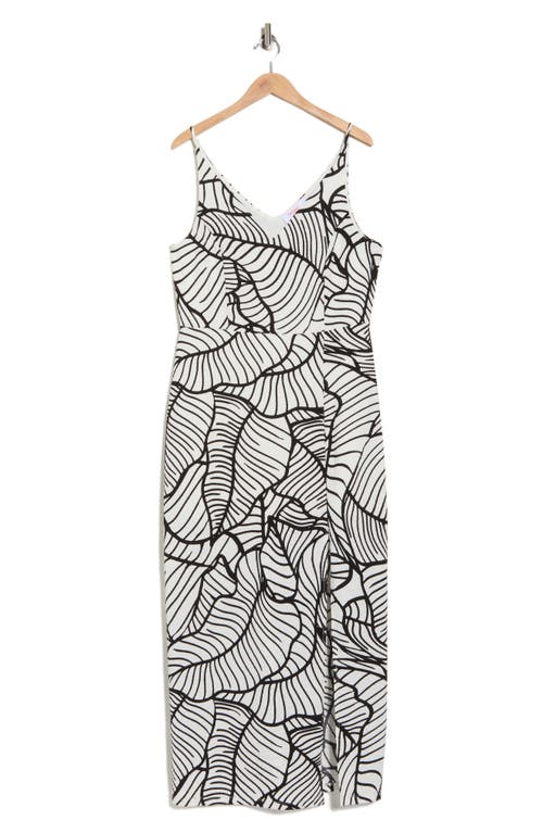 Renee C Abstract Print Sheath Dress In Burgundy