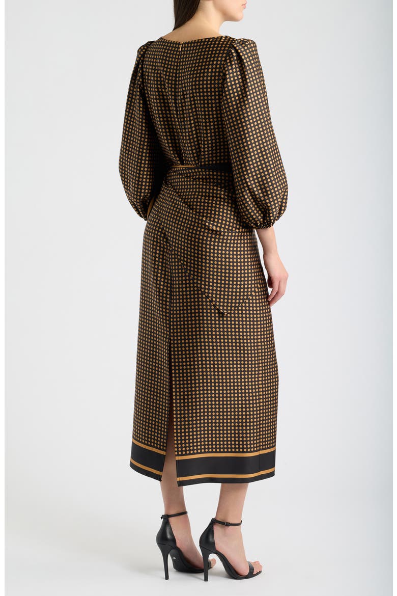 Polka Dot Balloon Sleeve Maxi Dress, Alternate, color, BLACK COGNAC