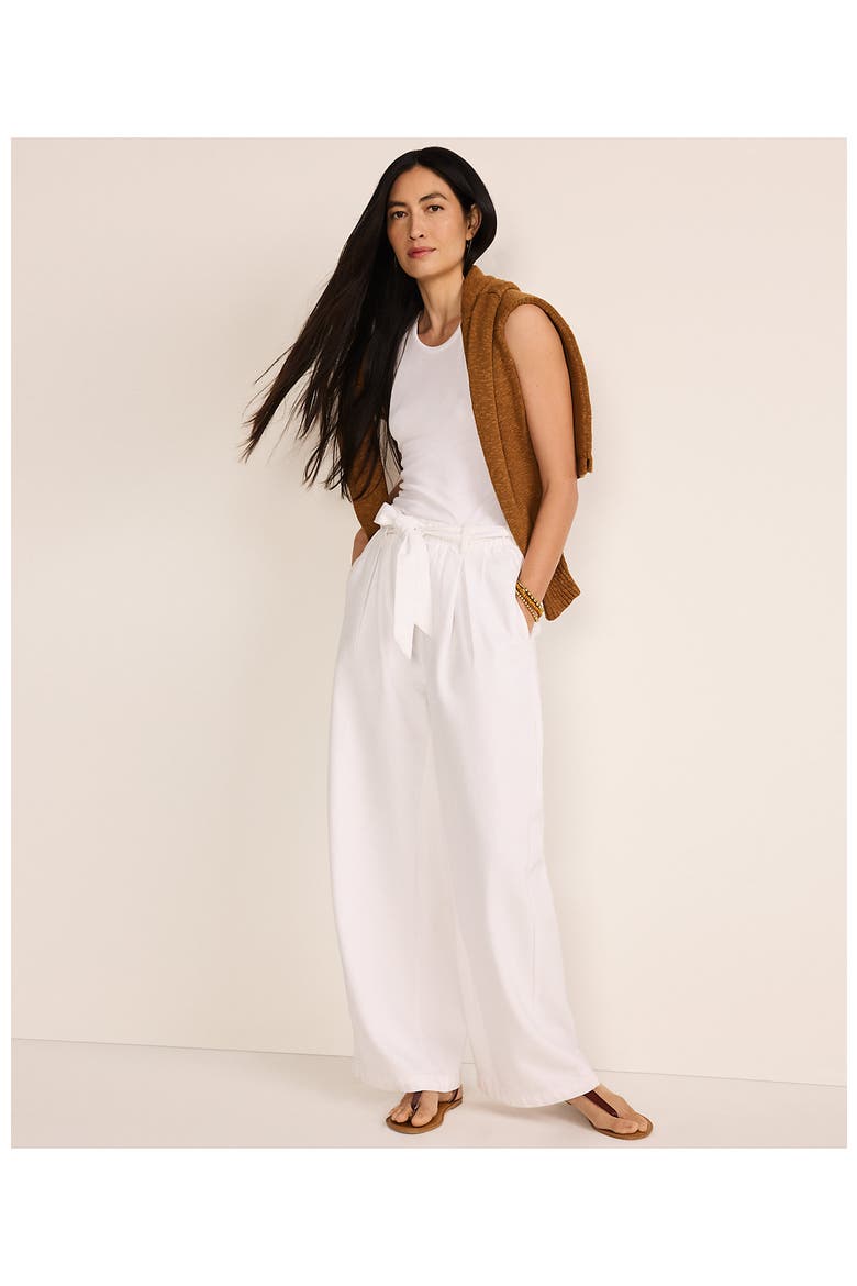 High Ridge Twill Pull On Pleated Wide Leg Pants, Alternate, color, Chalk White