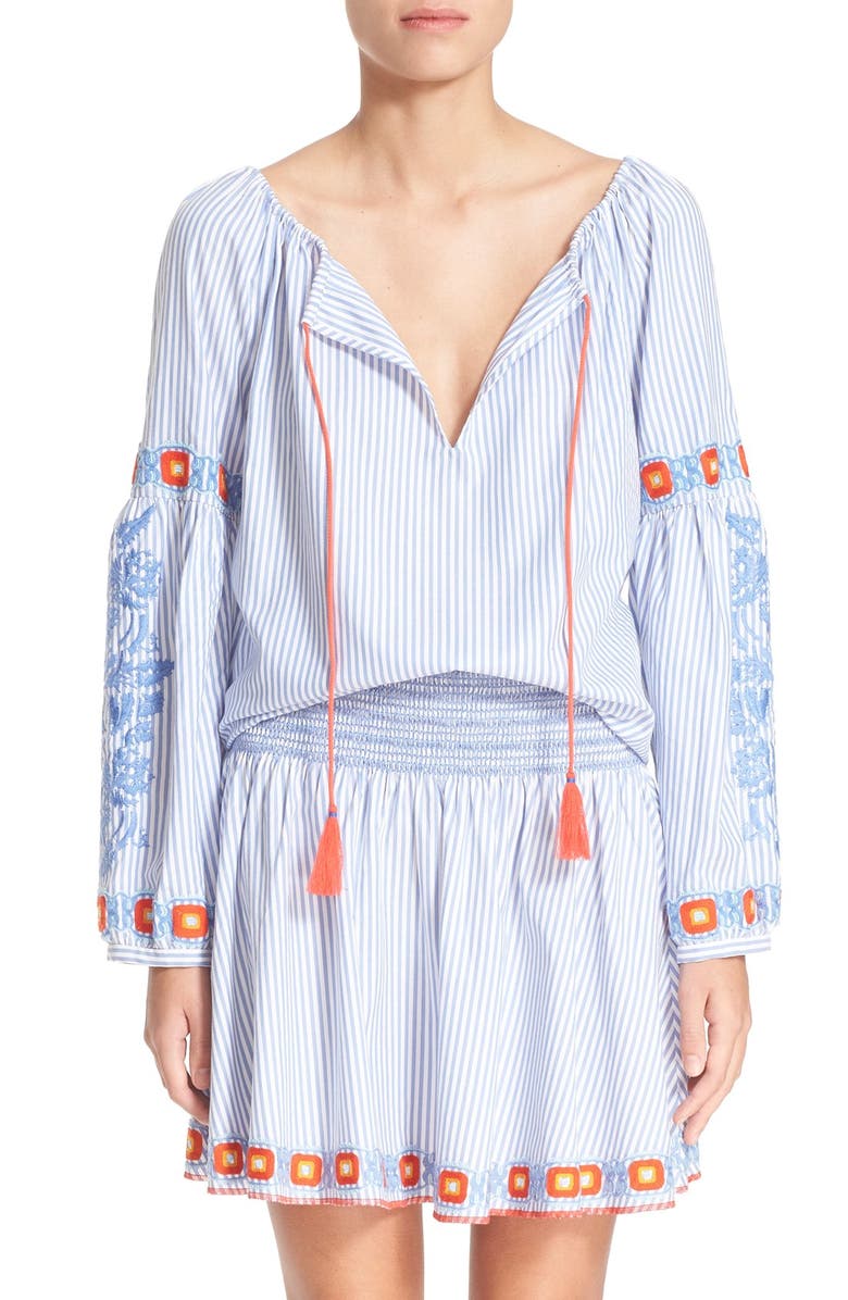 Tory Burch 'Madison' Embroidered Cotton Tunic, Main, color, 
