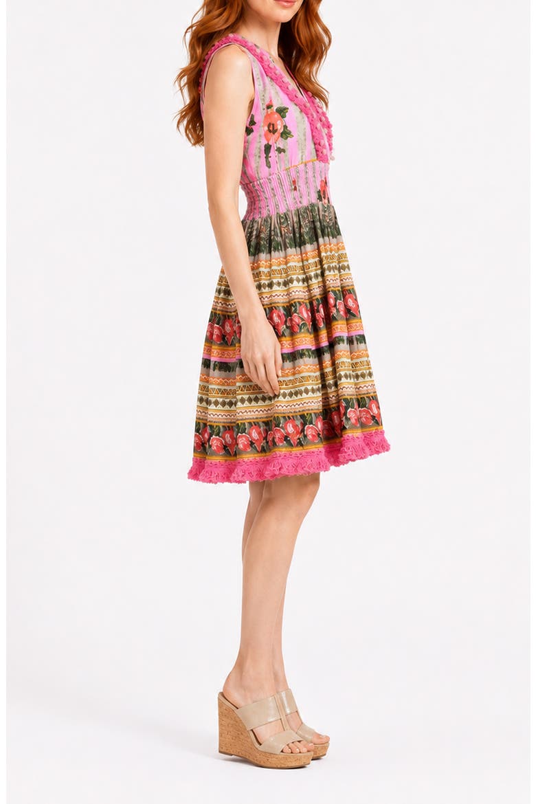 Sleeveless Pom Pom Trim Dress, Alternate, color, PINK