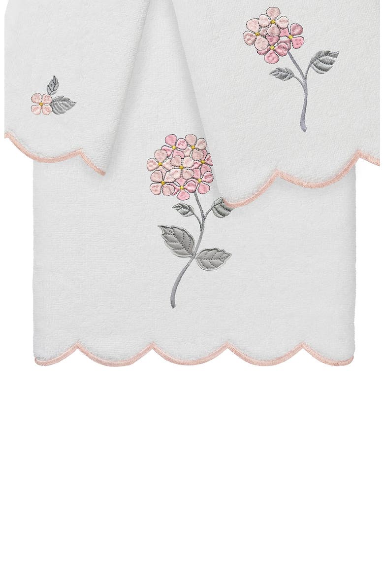 Hydea Scallop 3-Piece Towel Set, Alternate, color, WHITE/ PINK