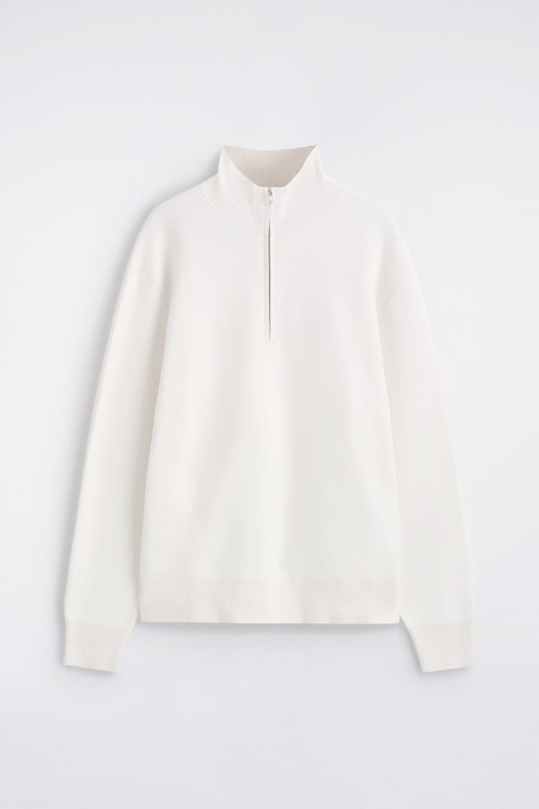 Double-faced Knitted Half-zip Sweater, Alternate, color, WHITE