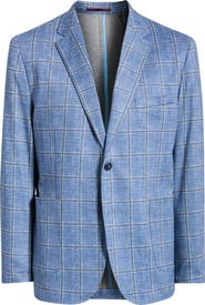 Johnston & Murphy XC Flex® Pinnacle Light Blue Windowpane Check Knit Sport Coat