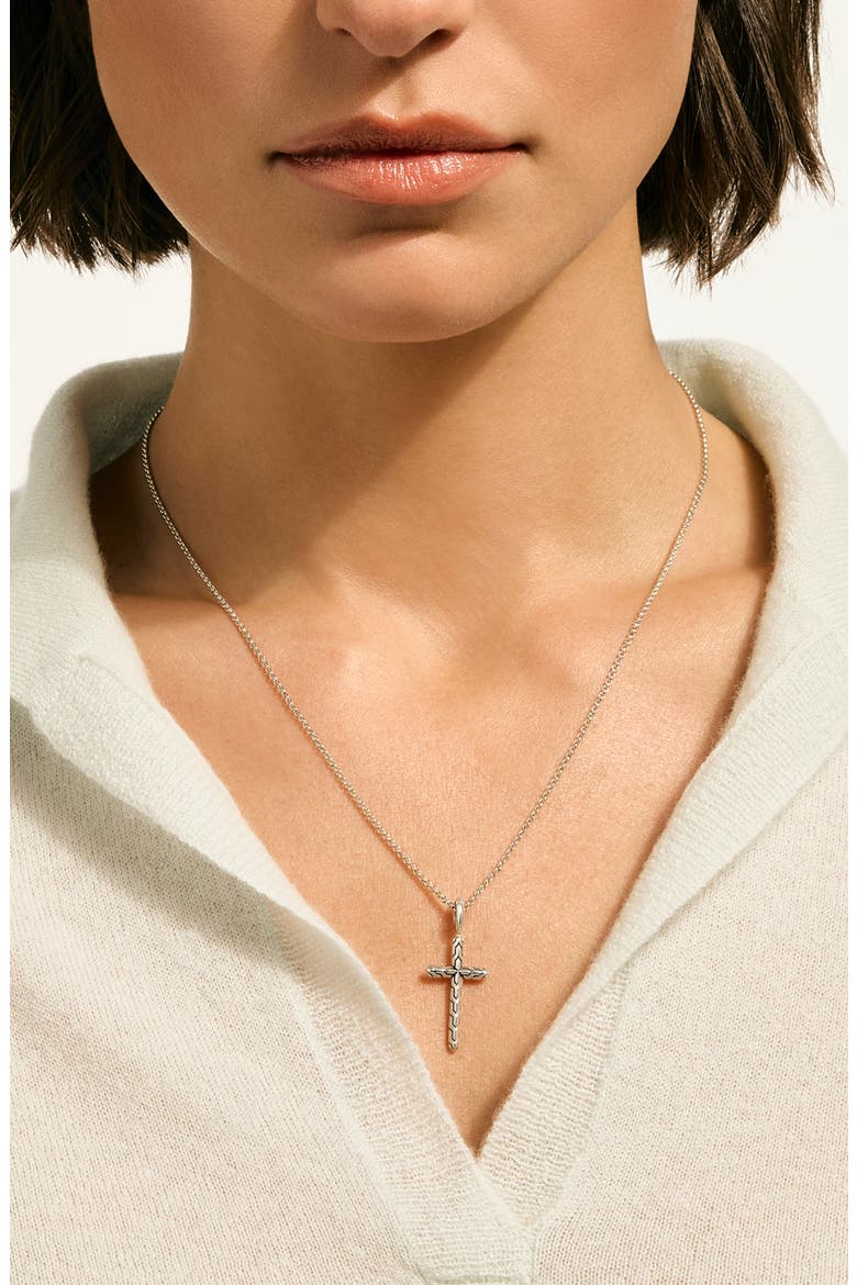 JH Essential Cross Pendant Necklace, Alternate, color, SILVER