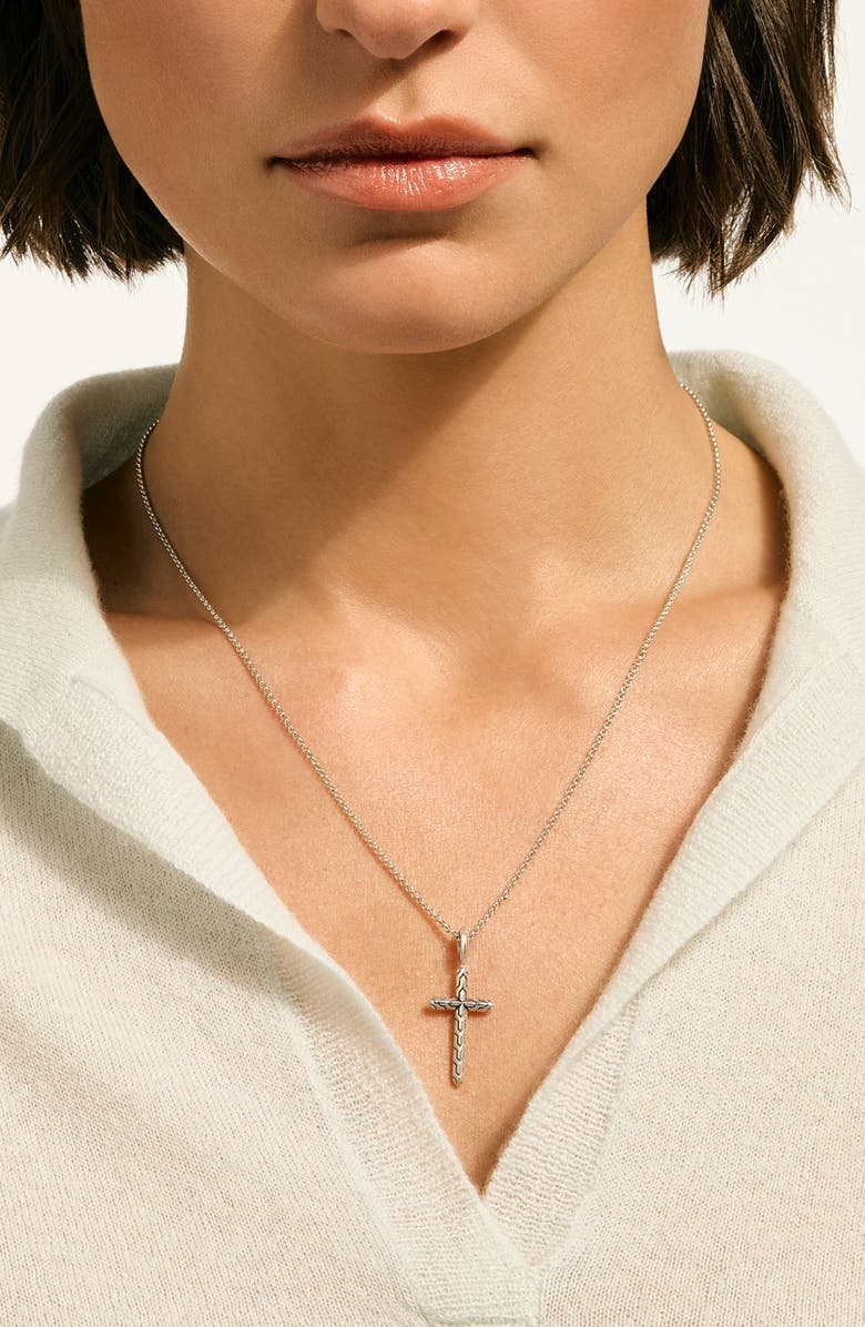 John Hardy JH Essential Cross Pendant Necklace, Alternate, color, Silver