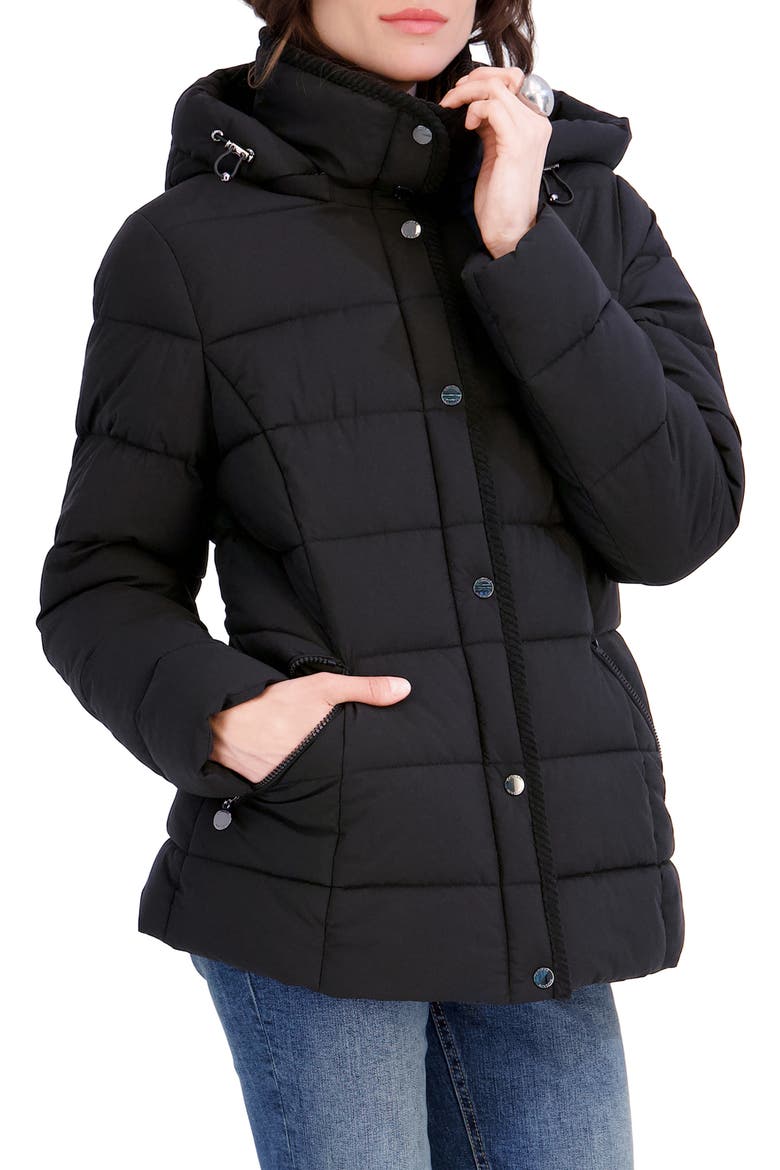 June Hooded Puffer Jacket, Alternate, color, BLACK