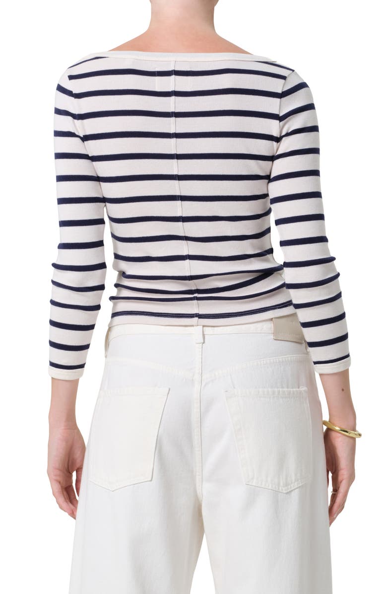 Citizens of Humanity Stripe Boat Neck Long Sleeve Rib T-Shirt, Alternate, color, Azure Stripe
