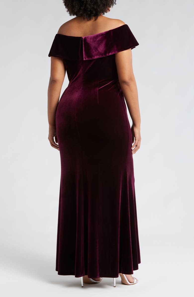 Alex Evenings Off the Shoulder Velvet Gown, Alternate, color,