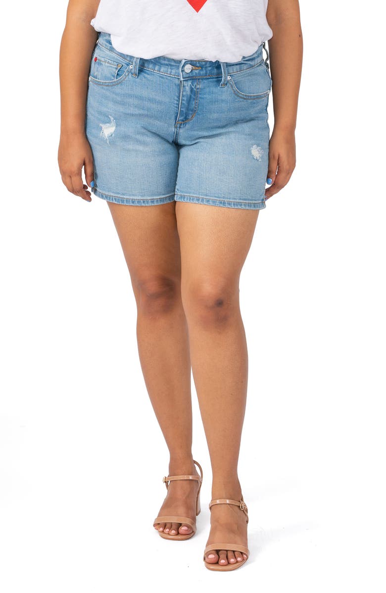 SLINK Jeans Side Vent Denim Shorts, Main, color, 