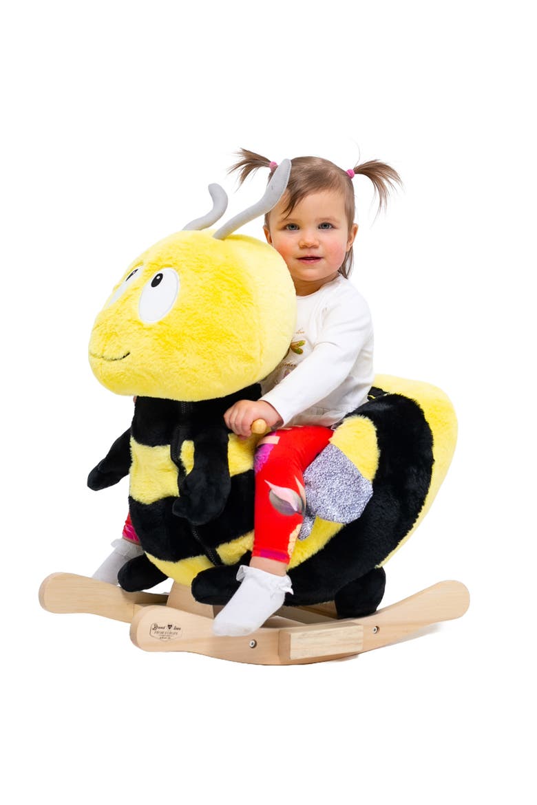 Little Rockers Bee Wooden Plush Ride, Alternate, color, Multicolored