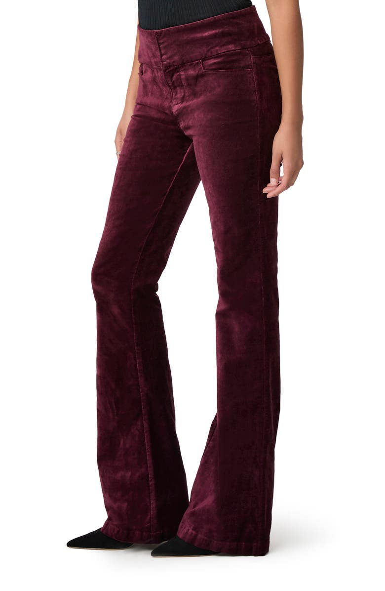 PAIGE Lou Lou Wide Leg Velvet Flare Pants, Alternate, color, Dark Oxblood