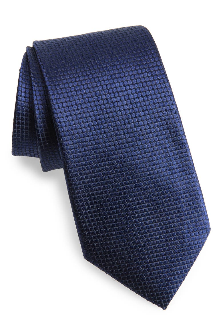 Textured Jacquard Silk Tie, Main, color, NAVY