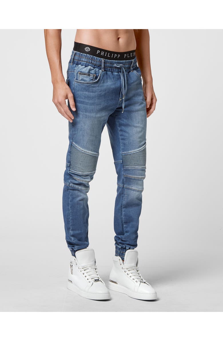 PHILIPP PLEIN Denim Jogging Trousers Basic Men, Main, color, Royalty