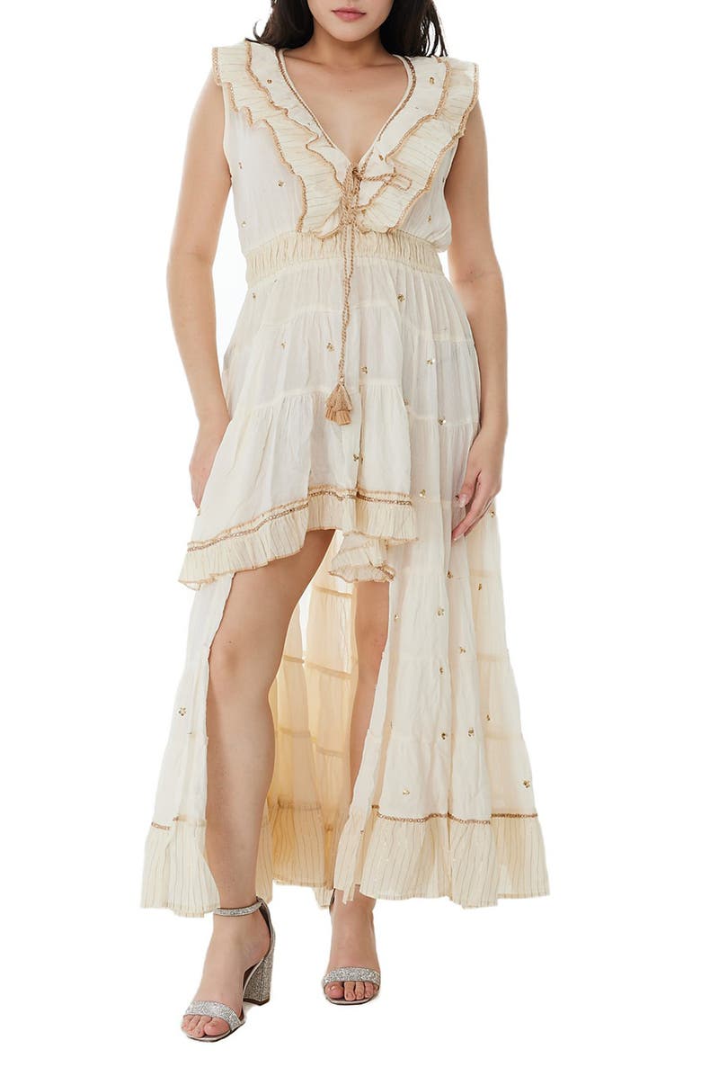 RANEES Embellished Ruffle Coverup Dress, Main, color, White