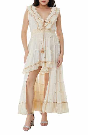 Embellished Ruffle Coverup Dress