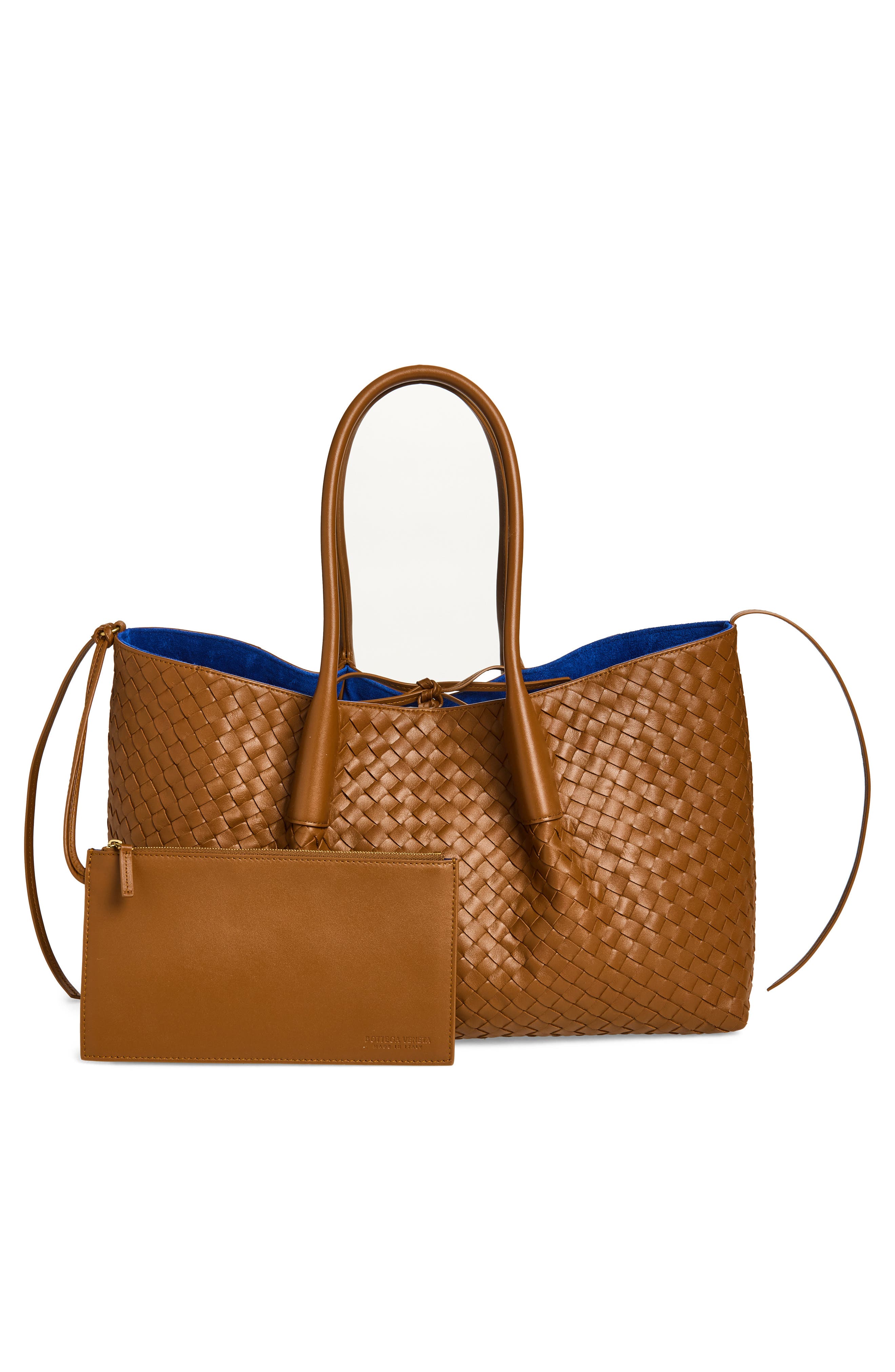 Bottega Veneta Leather & Suede Reversible Tote, Alternate, color, 2591 Amber/ Blue Royal-M B