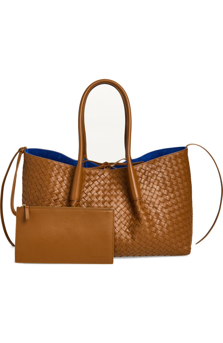 Bottega Veneta Leather & Suede Reversible Tote, Alternate, color, 2591 Amber/ Blue Royal-M B