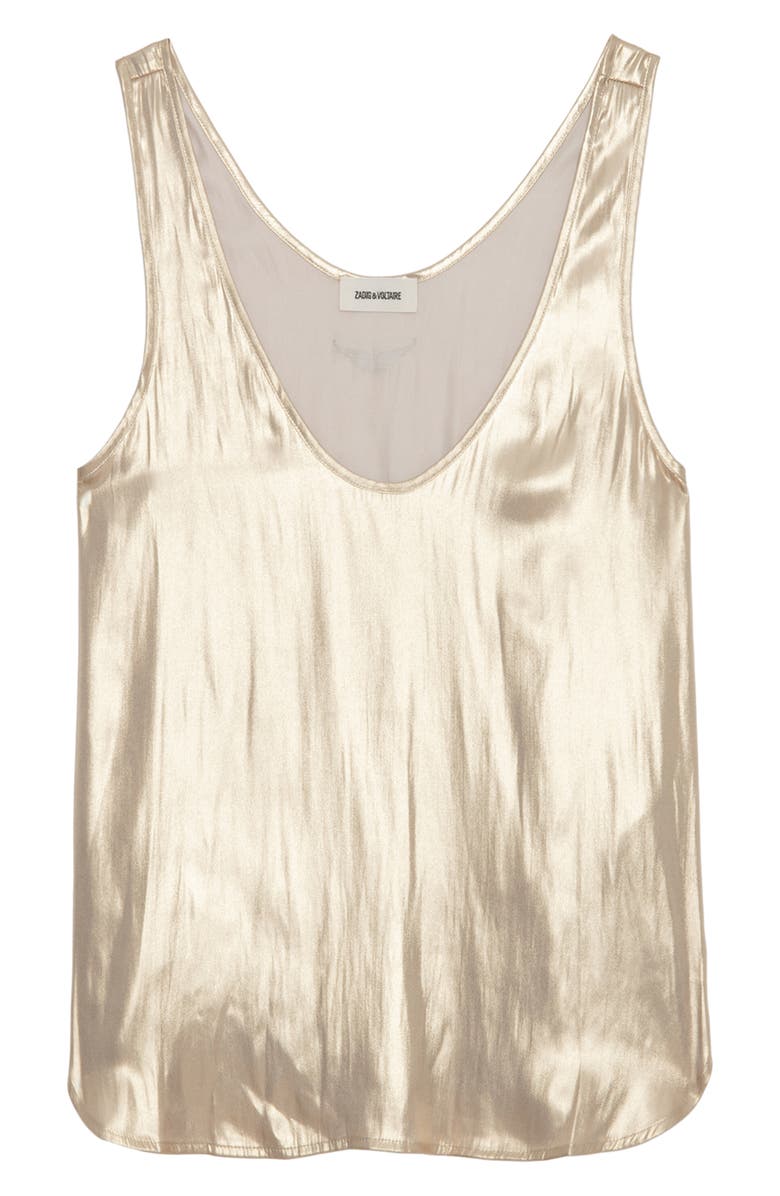 Zadig & Voltaire Tarys Satin Tank, Alternate, color, Gold