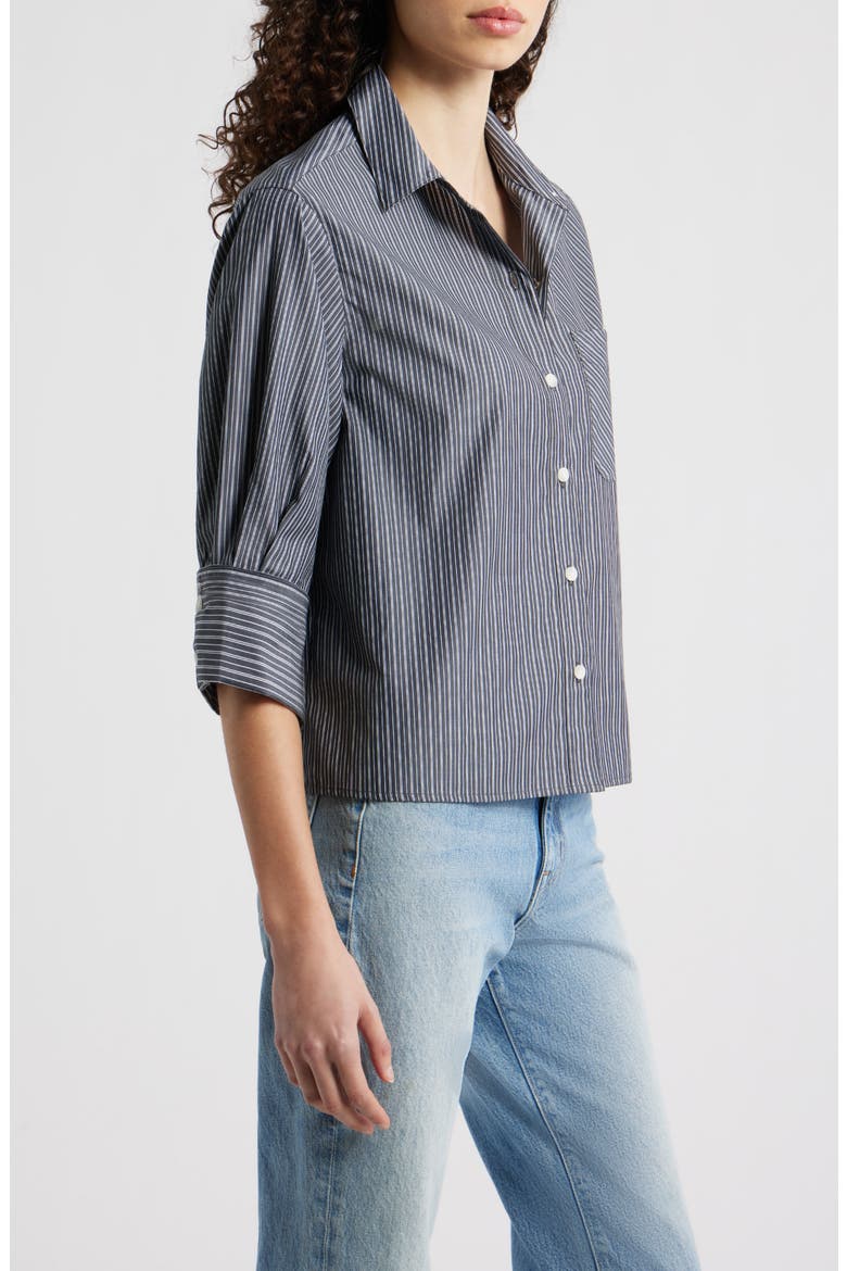 Lucia Stripe Cotton Poplin Button-Up Shirt, Alternate, color, NAVY/ WHITE
