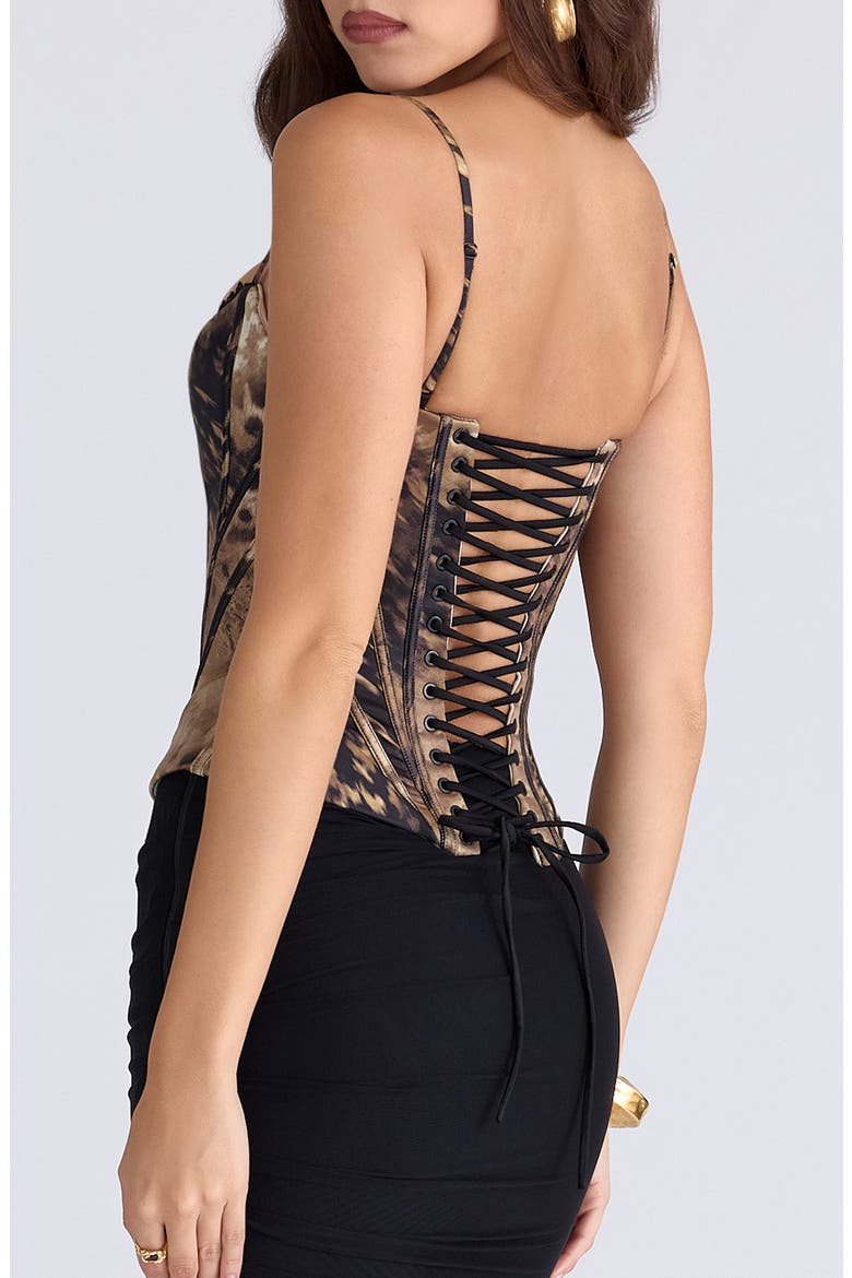 Cadie Leopard Corset Top, Alternate, color, LEOPARD