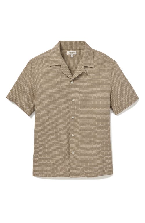 Bonobos Resort Riviera Checkered Cotton & Linen Camp Shirt In Powell Stripe Texture Brown