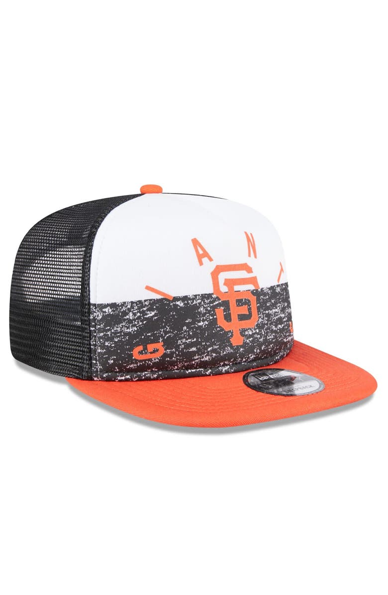 New Era Men's New Era White/Orange San Francisco Giants Team Foam Front A-Frame Trucker 9FIFTY Snapback Hat, Alternate, color, White