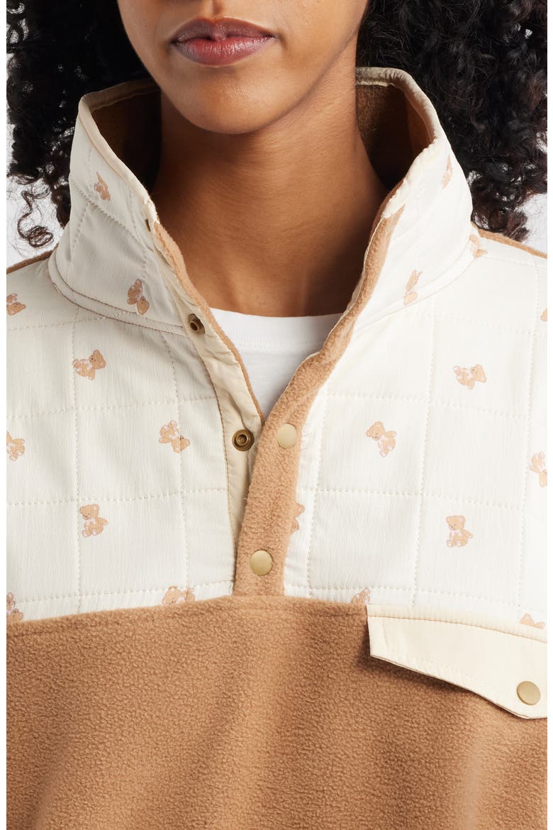Campy Dreams Fleece Quarter Snap Pullover, Alternate, color, KHAKI
