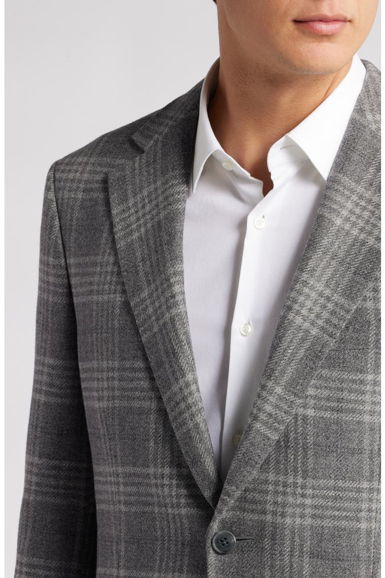 Hyperlight Soft Grey Plaid Wool & Cashmere Blend Sport Coat, Alternate, color, GREY