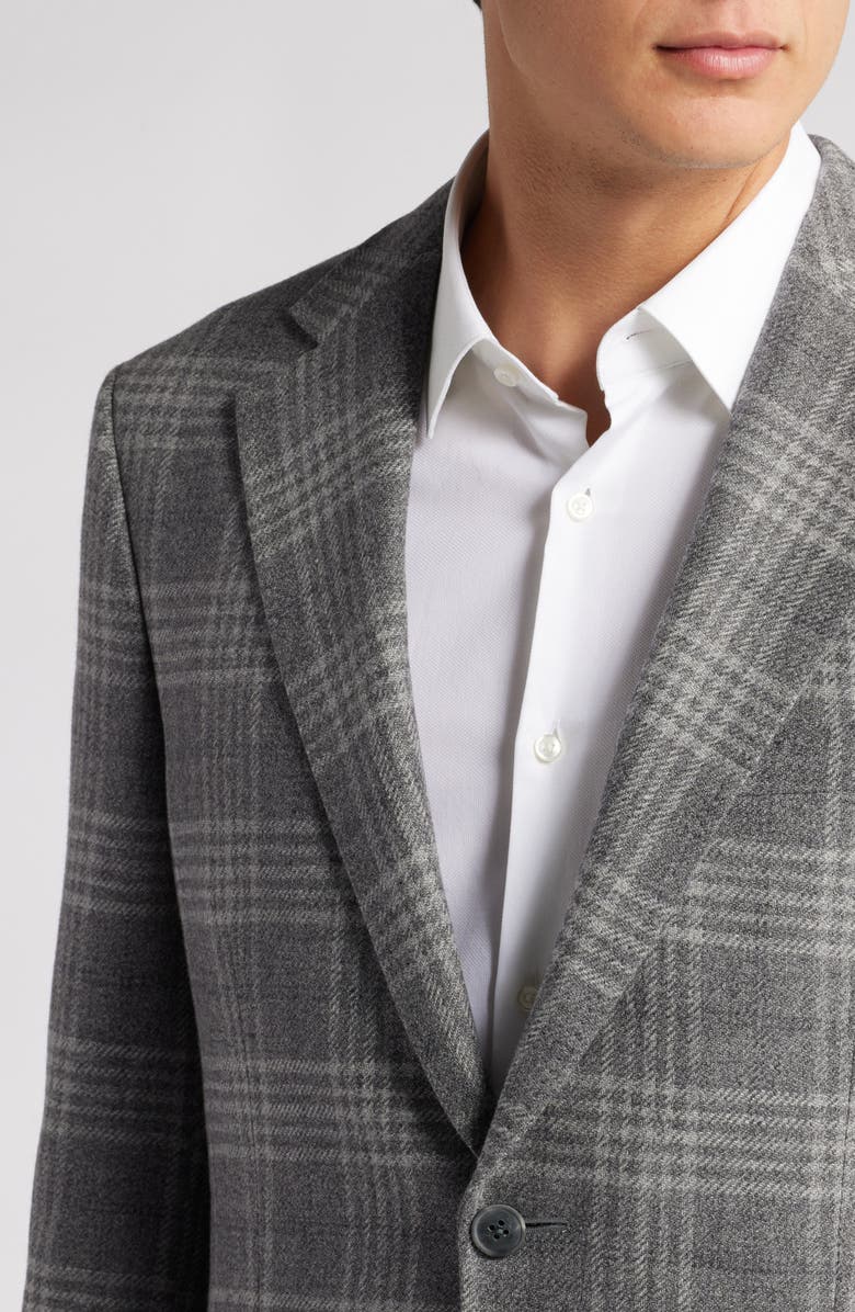 Peter Millar Hyperlight Soft Grey Plaid Wool & Cashmere Blend Sport Coat, Alternate, color,