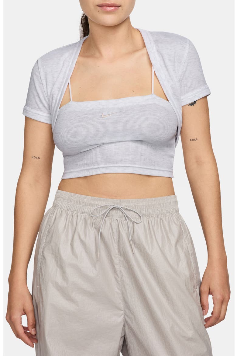 Sportswear Chill Rib Crop Camisole & Bolero Set, Main, color, 051 B HTHR/LTOWBR