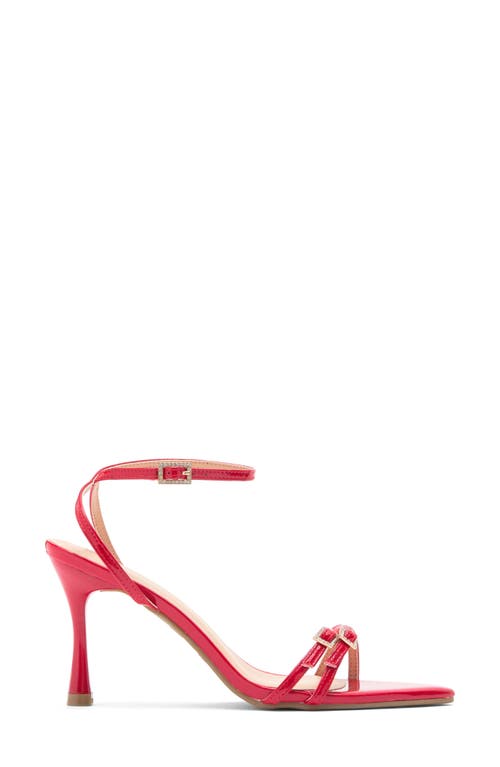 Top Guy Shoes Wynn Buckle Pointed Toe Sandal In Red Patent