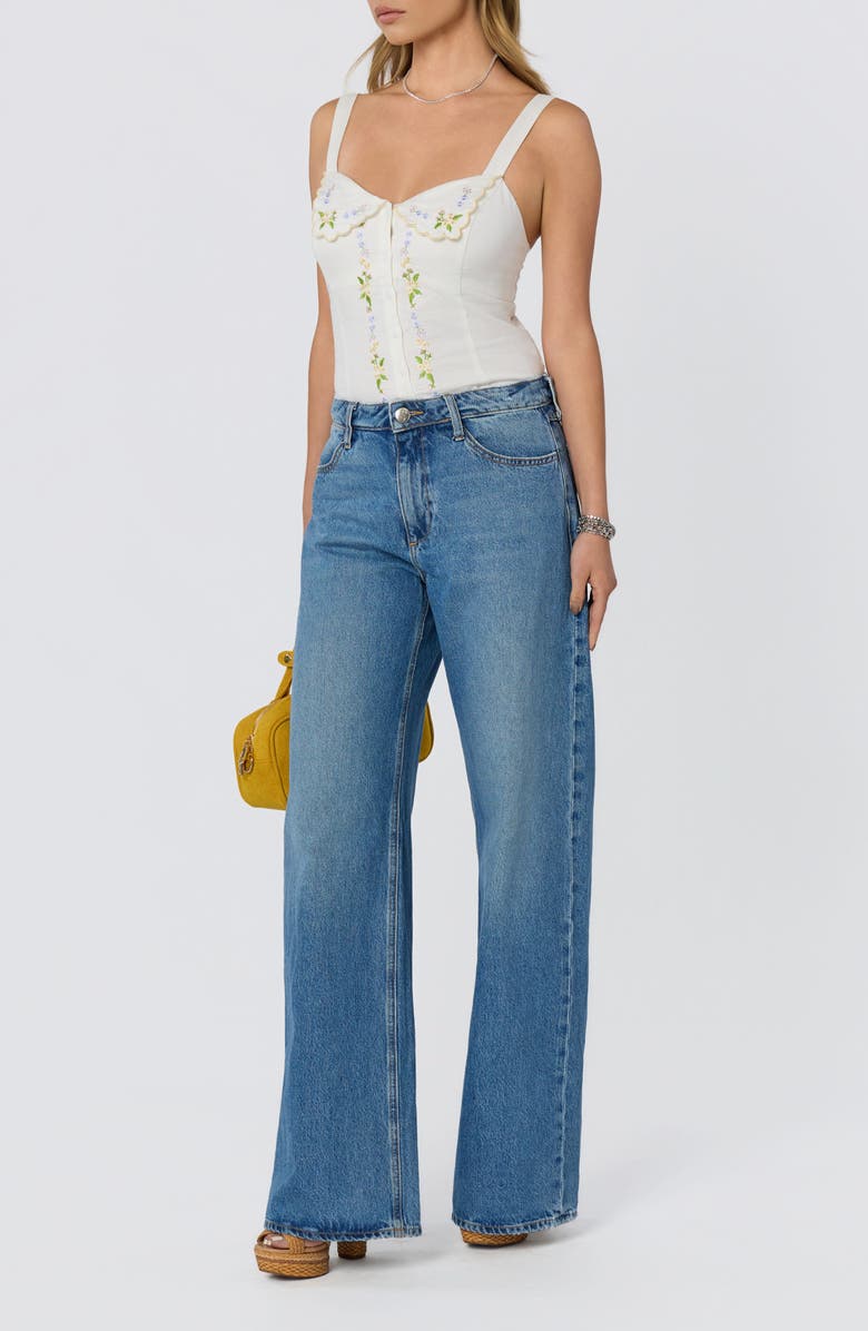 ASTR the Label Shayna Floral Embroidered Button-Up Top, Alternate, color, Off White