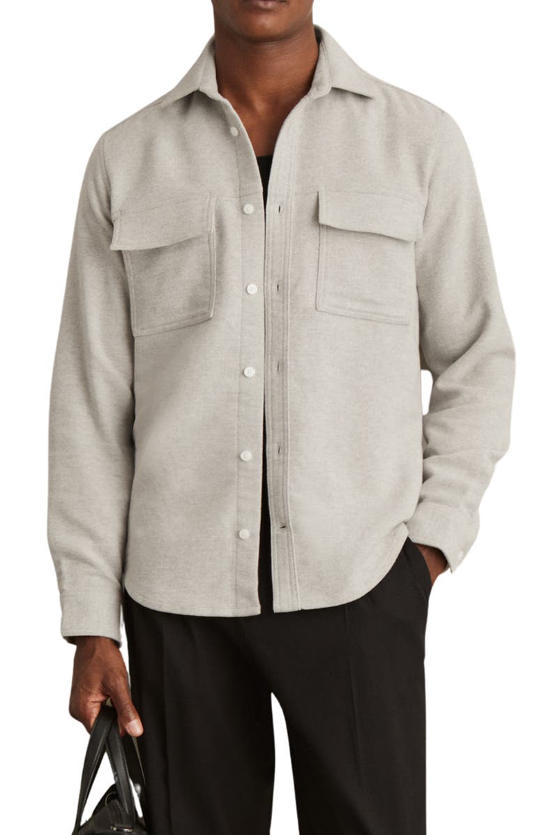 Reiss Camber Cotton Moleskin Overshirt, Main, color, Soft Grey Melan