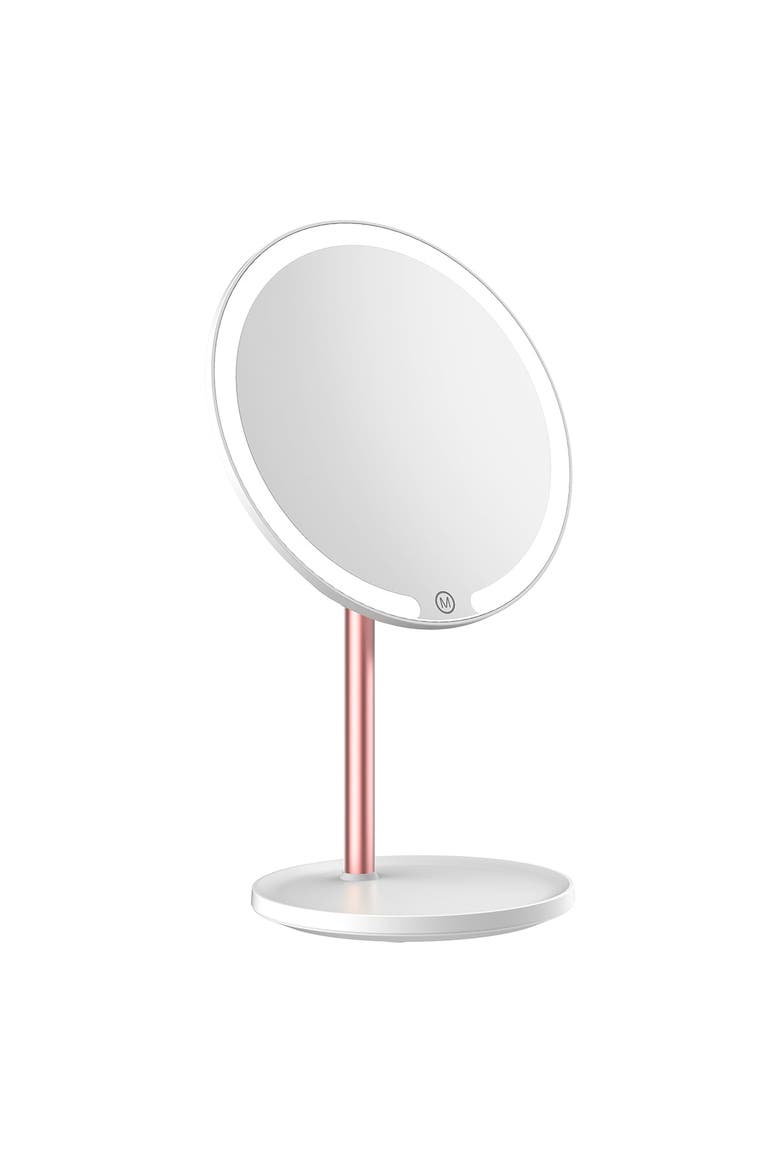 Affinity Tri-Tone LED Makeup Mirror, Alternate, color, White with rose gold stand