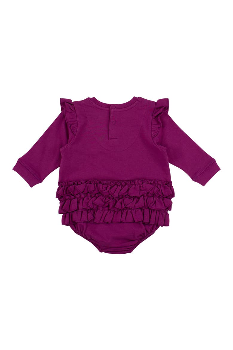 Baby Girls Sweatshirt Bubble Romper, Alternate, color, Plum Tart