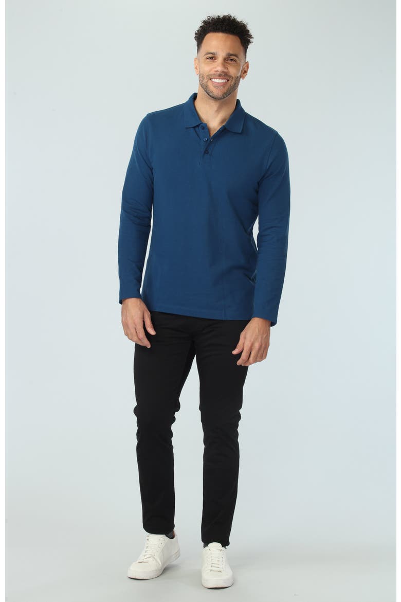Poseidon Long Sleeve Polo, Alternate, color, Blue